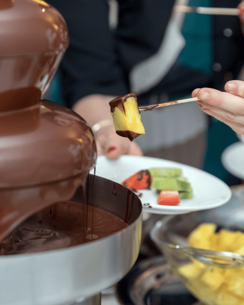Easter at Adega Gaucha Brazilian steakhouse featuring Full Churrasco Experience and chocolate fountain available all Sunday in an elegant Florida dining setting