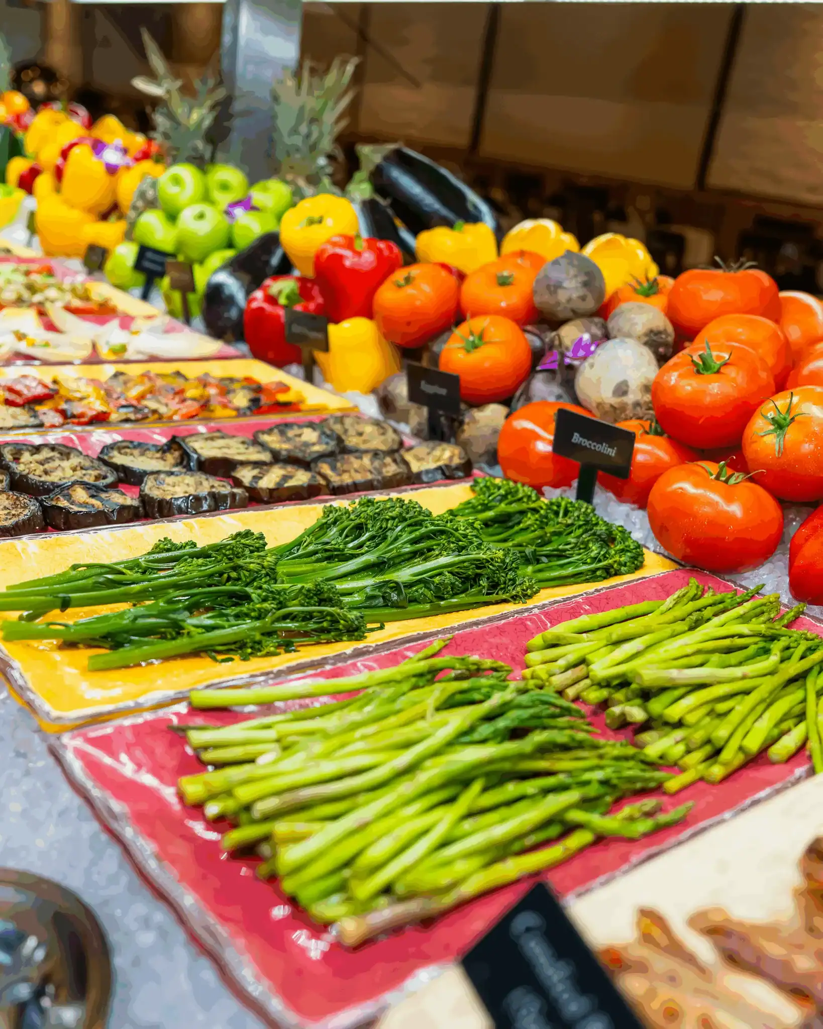 The Gourmet Table at Adega Gaucha featuring fresh salads, sides, and artisanal breads